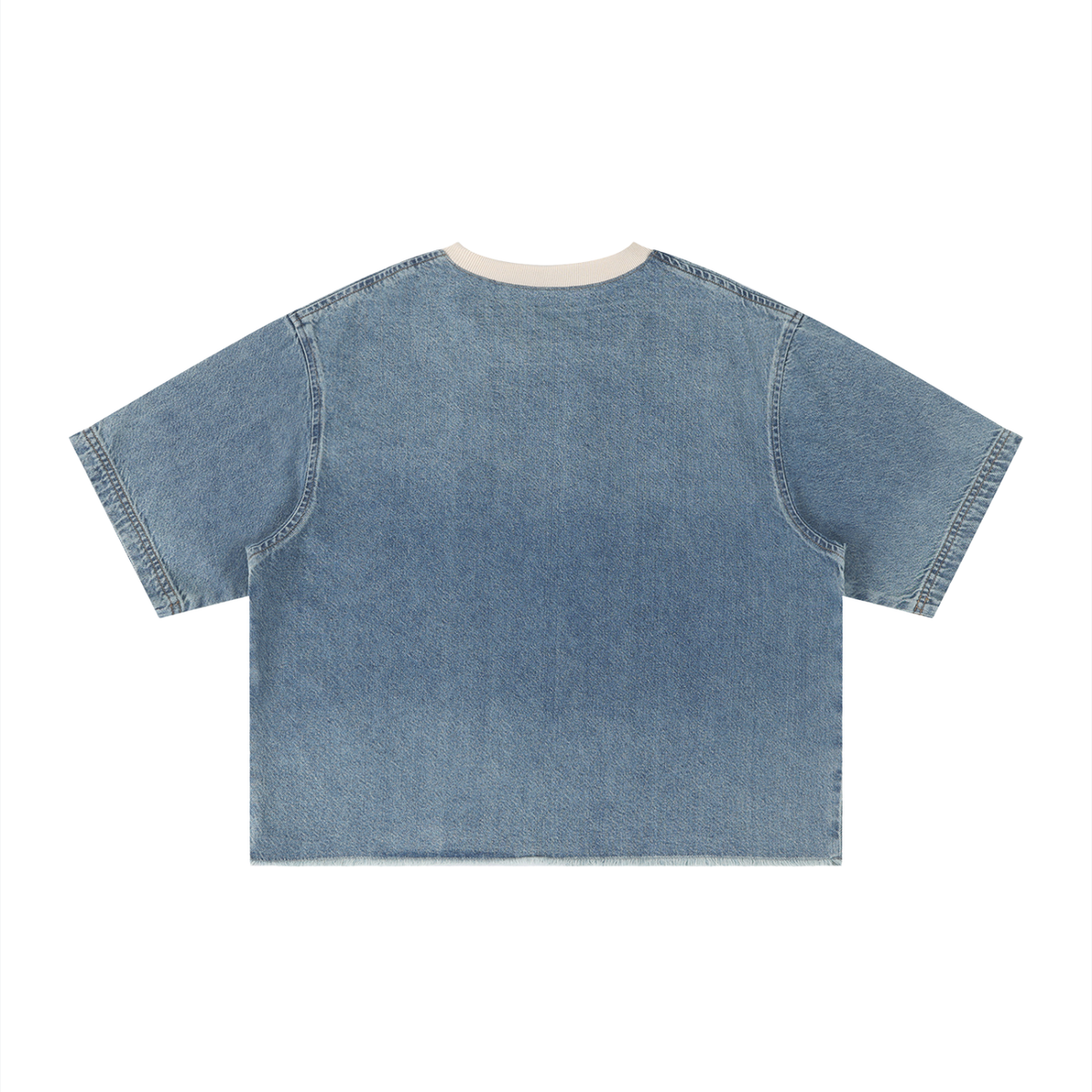 ME AT CHURCH, EVERYBODY GETS A HUG — Unisex Vintage Wash Boxy Raw Hem Denim T-Shirt