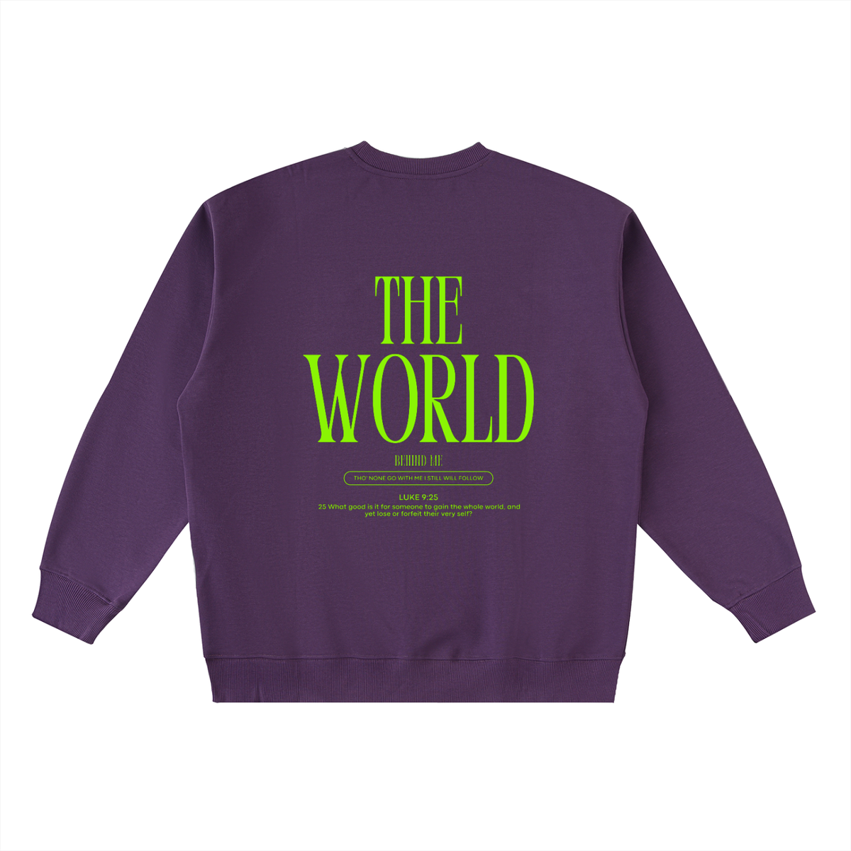 THE CROSS BEFORE ME, THE WORLD BEHIND ME - Green accent - Oversized Crewneck Taped Sweatshirt