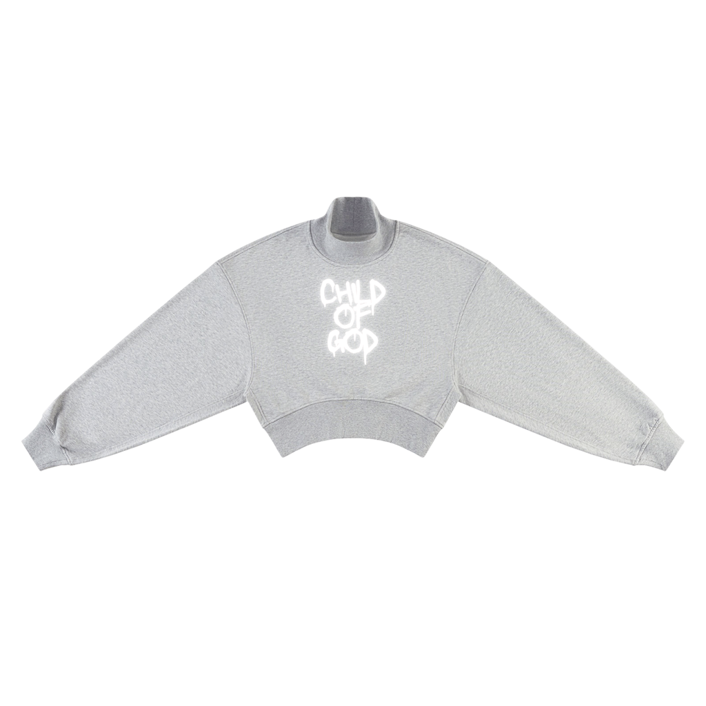 “Child of God” Women's Crop Mock Neck Sweatshirt