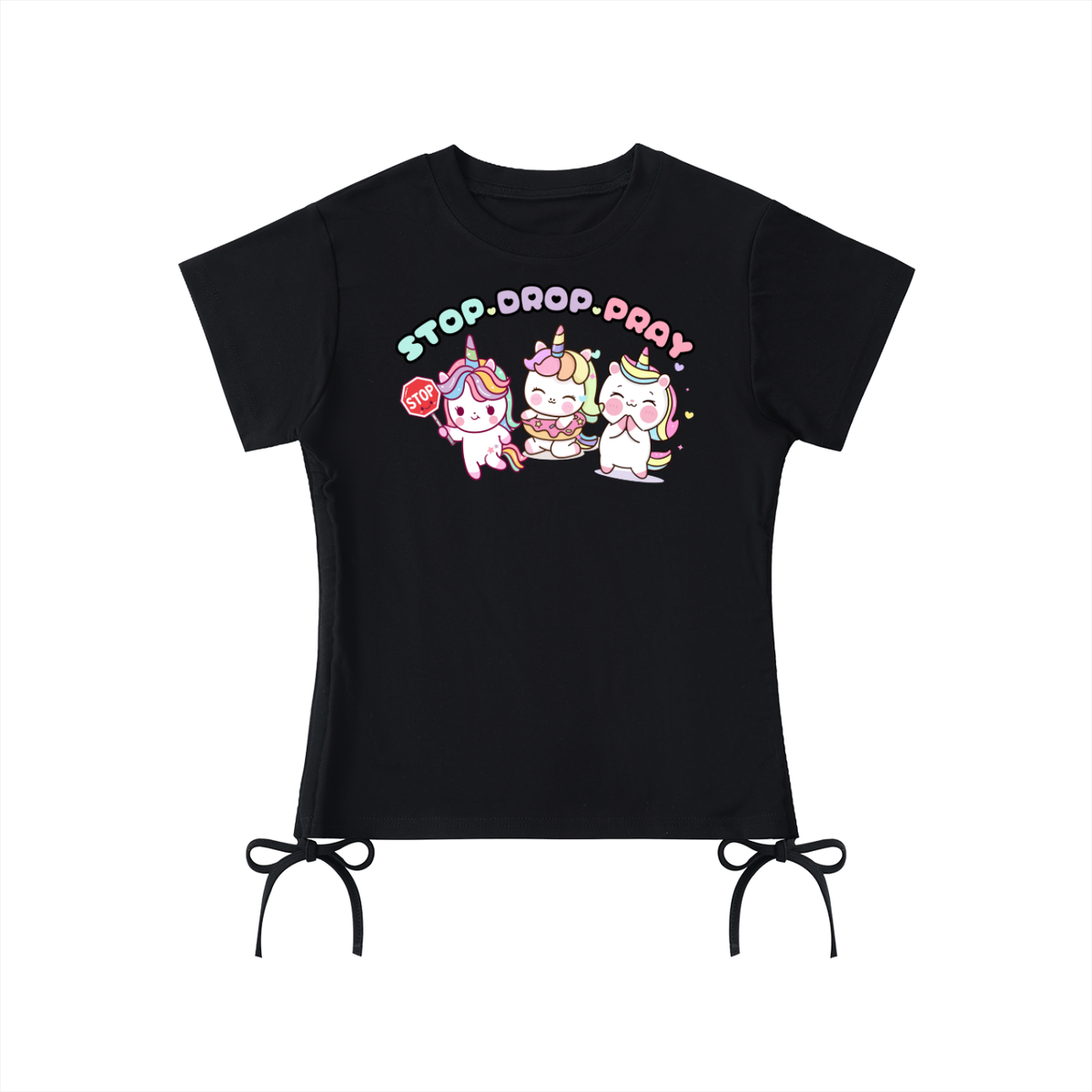 "STOP. DROP. PRAY" — Women’s Essential Drawstring T-Shirt