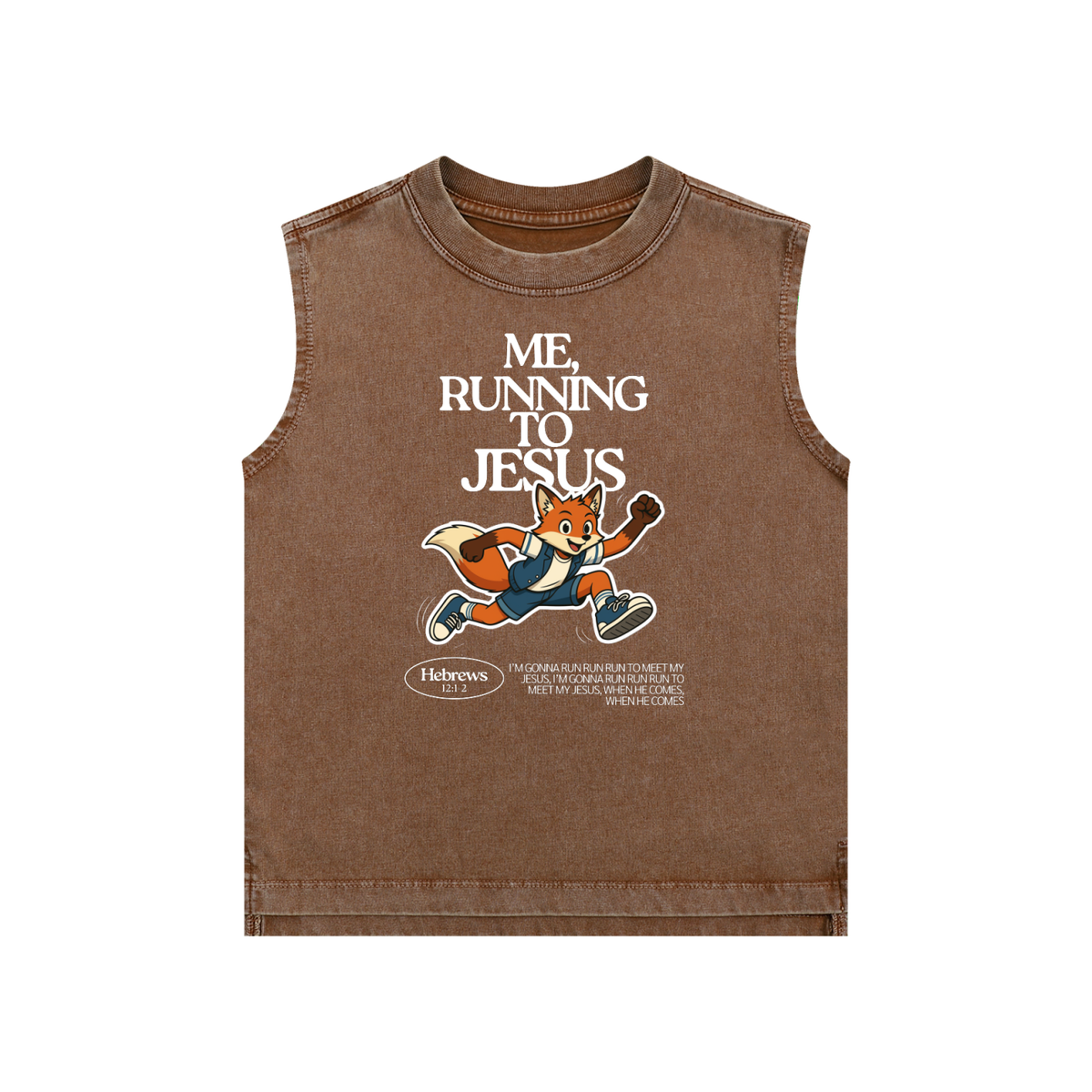 "Me, Running to Jesus" Boy's Snow Washed Kids' Tank Top