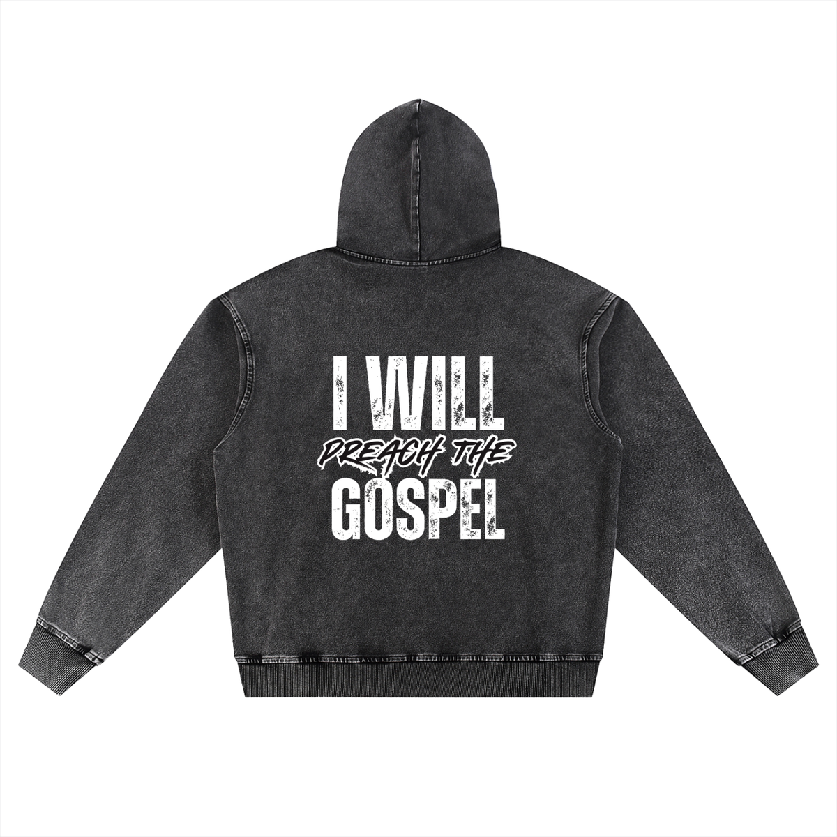 “I Will Preach the Gospel” Snow Wash Oversized Hoodie | Unisex