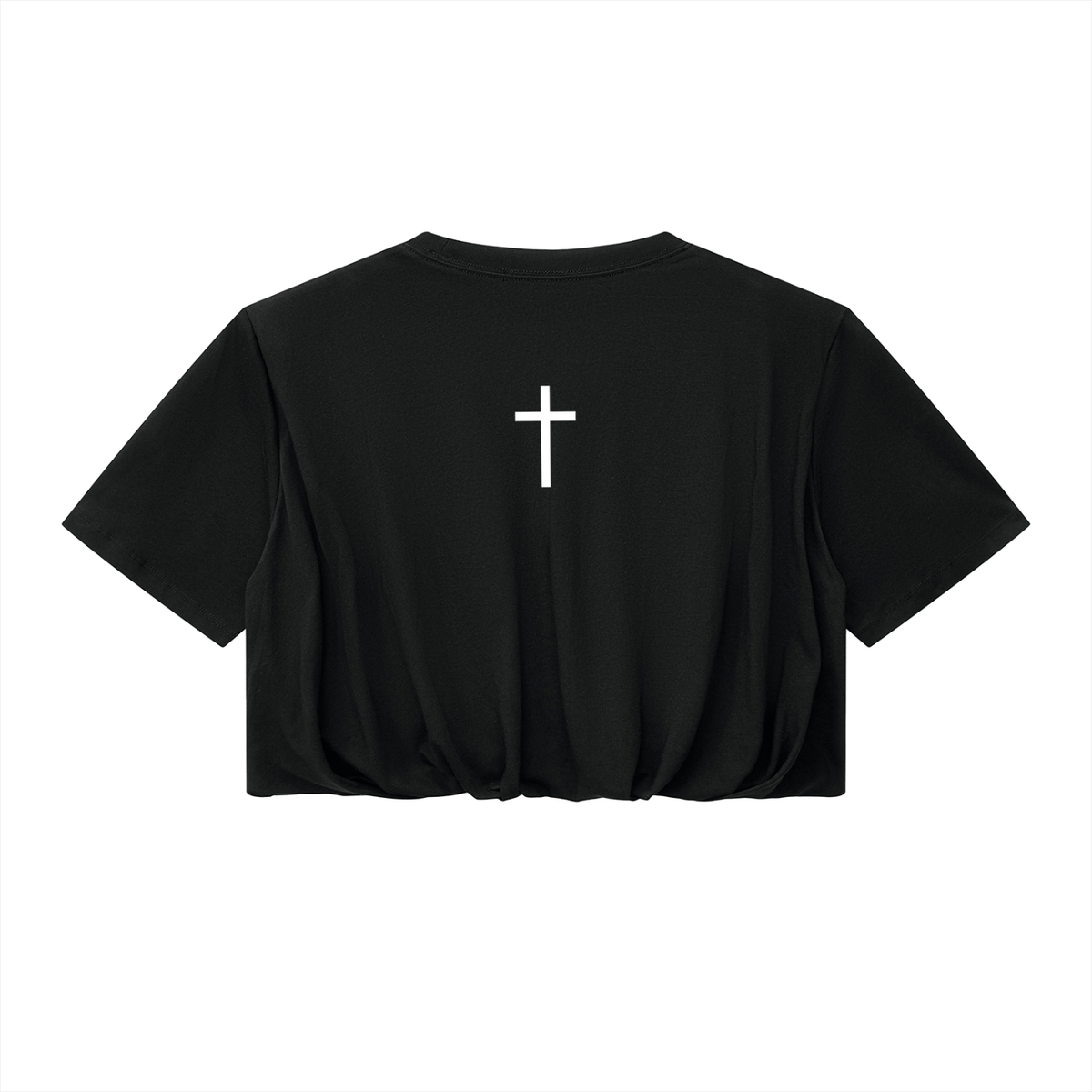I RIDE WITH JESUS — Women’s Crop Bubble Hem T-Shirt
