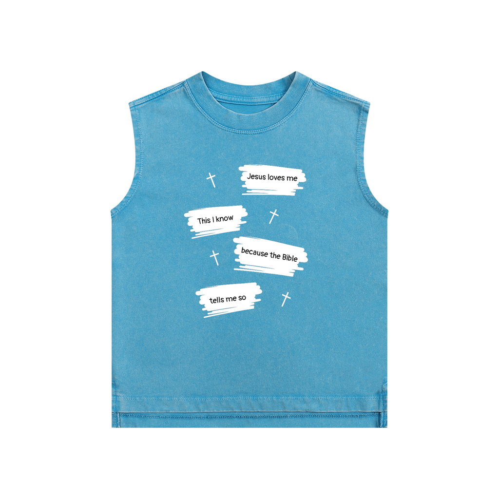 " Jesus Loves Me" Cross Snow Washed Kids' Tank Top | Unisex