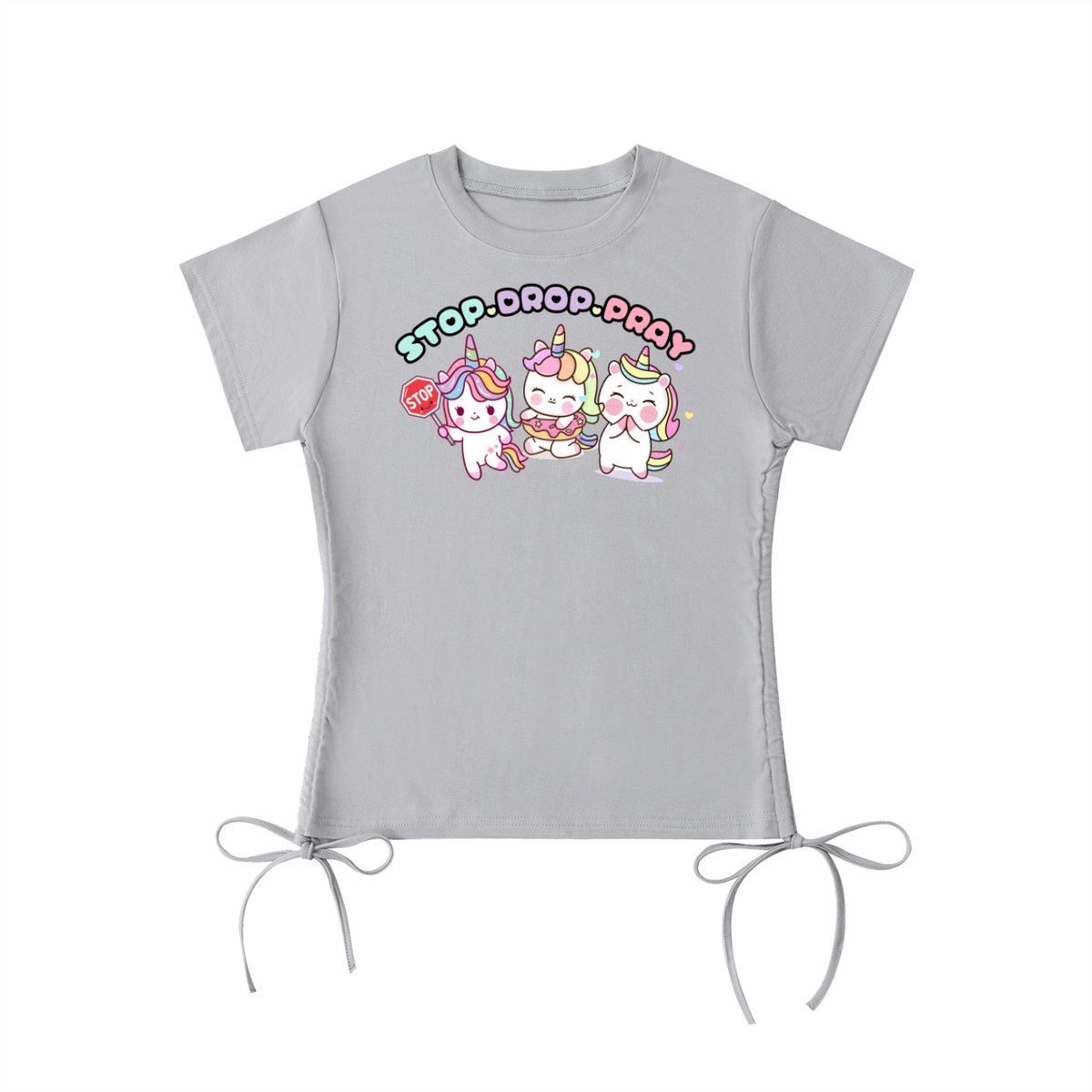 "STOP. DROP. PRAY" — Women’s Essential Drawstring T-Shirt