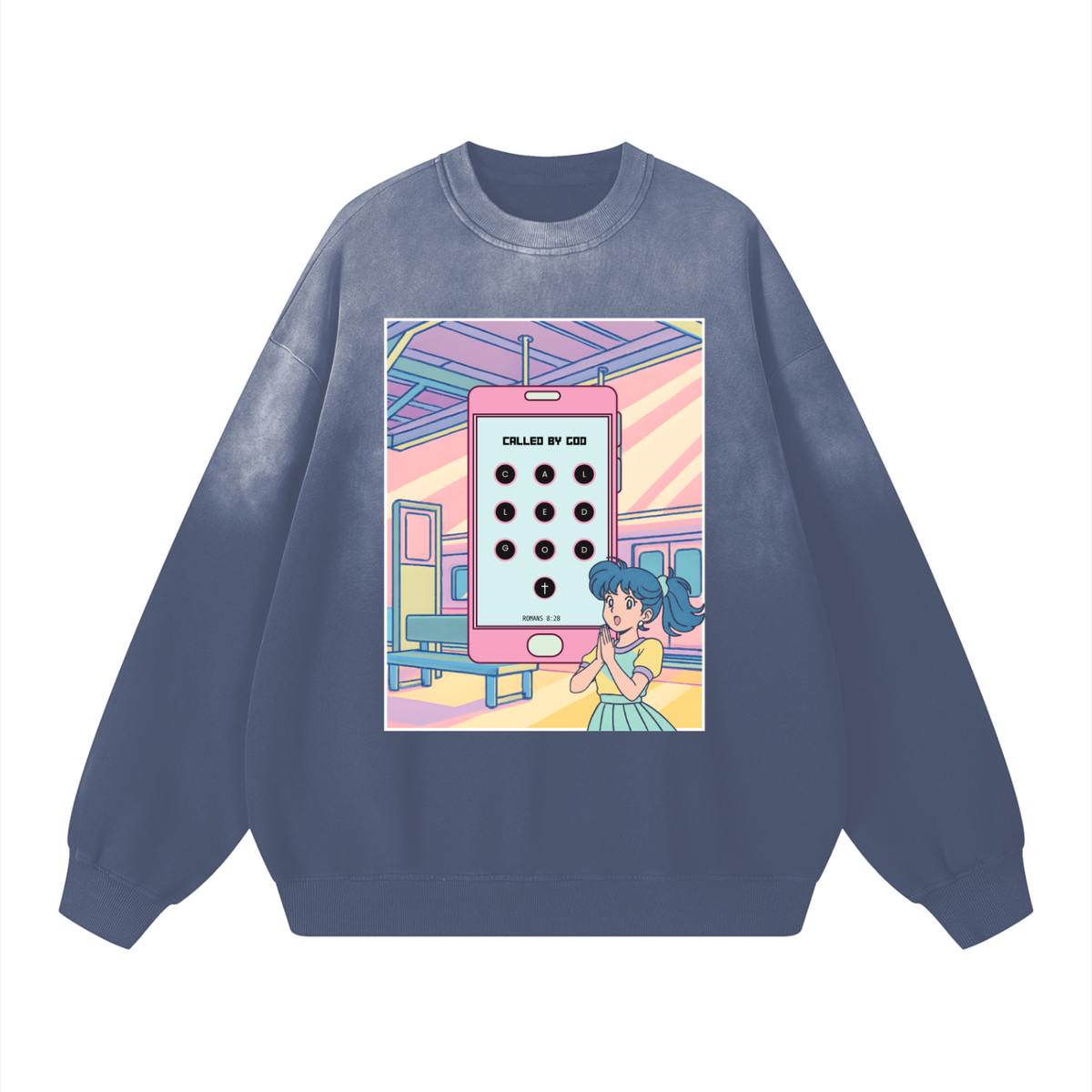 “Called By God” Anime Women’s Sunfade Drop-Shoulder Cotton Sweatshirt