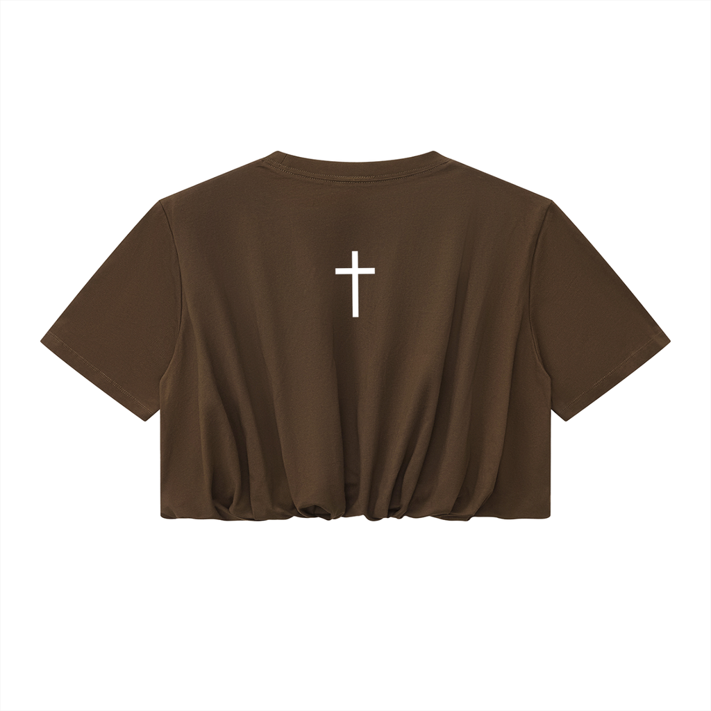 I RIDE WITH JESUS — Women’s Crop Bubble Hem T-Shirt