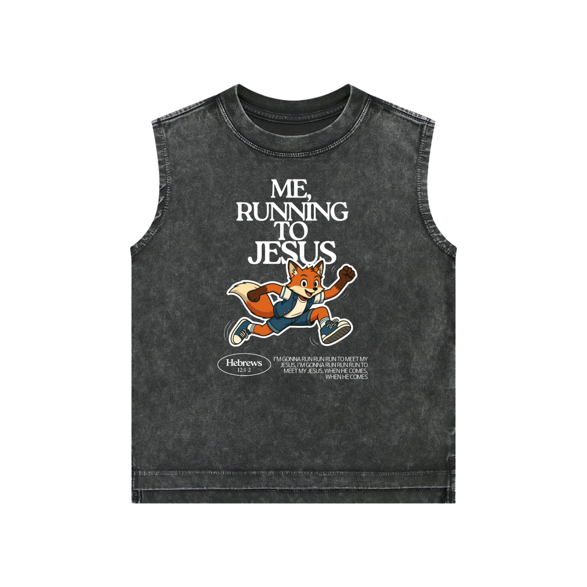 "Me, Running to Jesus" Boy's Snow Washed Kids' Tank Top