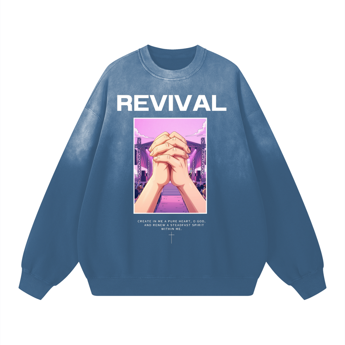 “Revival” Men’s Sunfade Drop-Shoulder Cotton Sweatshirt