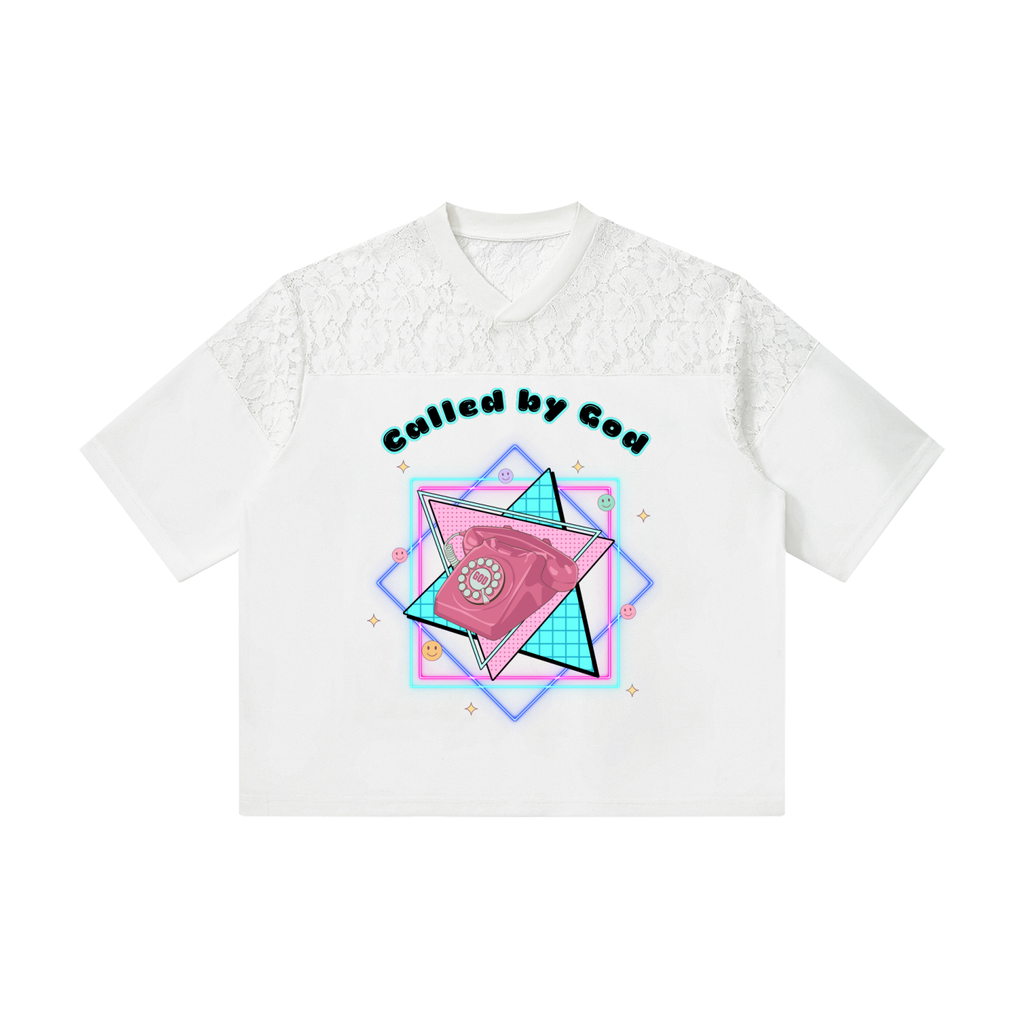 CALLED BY GOD — Women’s Lace Paneling V-Neck T-Shirt