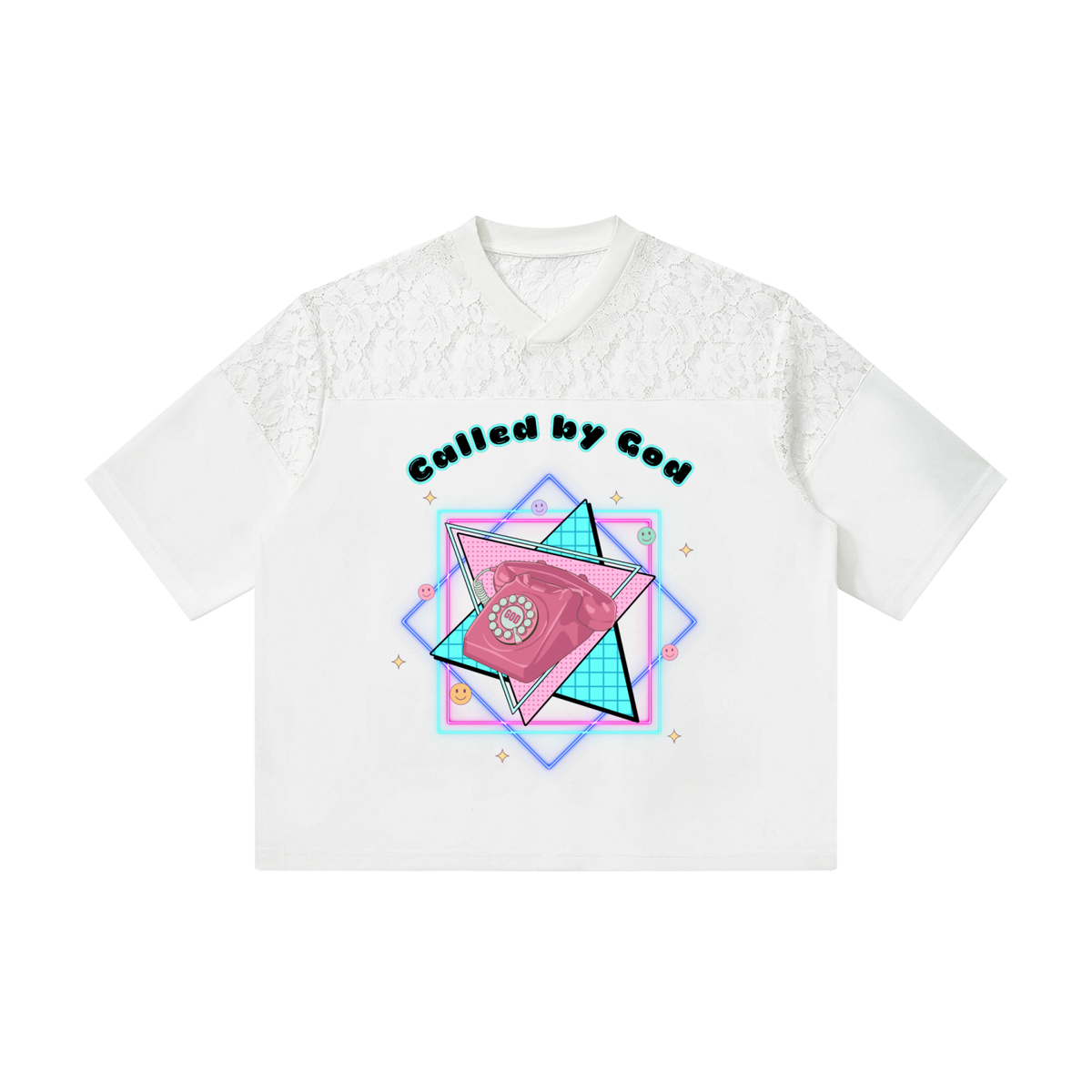 CALLED BY GOD — Women’s Lace Paneling V-Neck T-Shirt