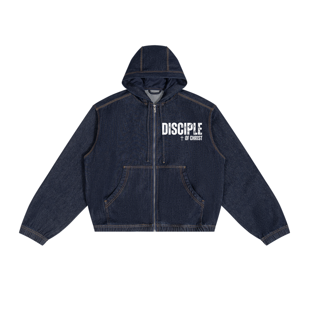 H.E.R. — A Disciple of Christ | Women’s Boxy Vintage Wash Hooded Denim Jacket