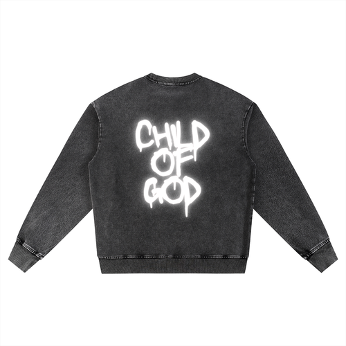 "Child of God" Unisex Snow Wash Oversized Crewneck Sweatshirt