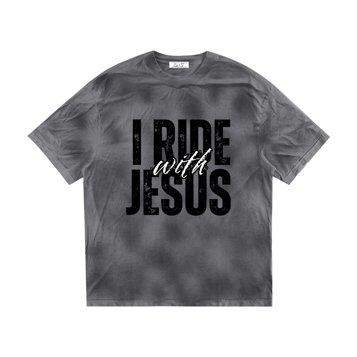 "I Ride with Jesus" Men's Dirty Washed Loose T-Shirt