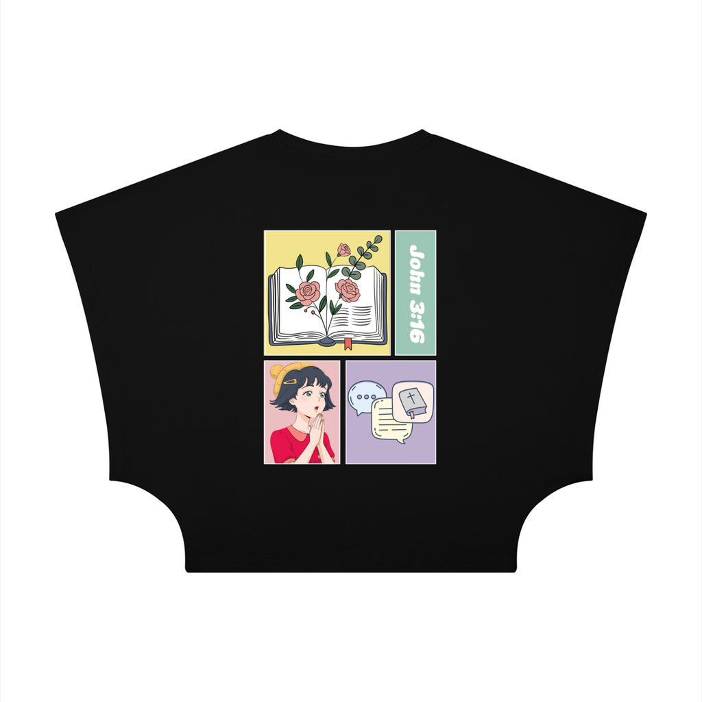 PRAYER — Luke 18:1 / John 3:16 Women’s Cropped Dolman T-Shirt