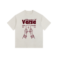 Chapter X Verse Co. Unisex Vintage Washed Oversized Cotton T-Shirt (Ruby Red Text)