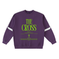 THE CROSS BEFORE ME, THE WORLD BEHIND ME - Green accent - Oversized Crewneck Taped Sweatshirt