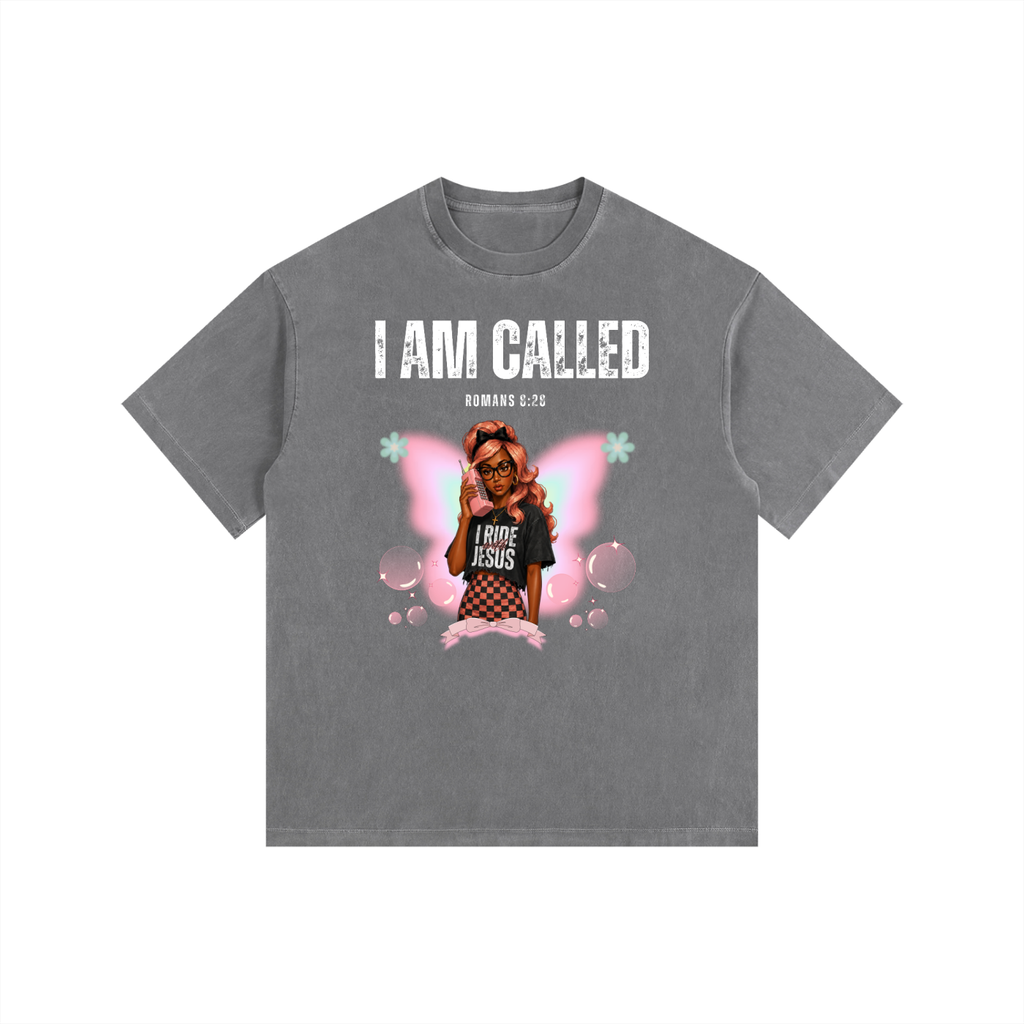 "I AM CALLED" Vintage Washed Oversized Cotton T-Shirt