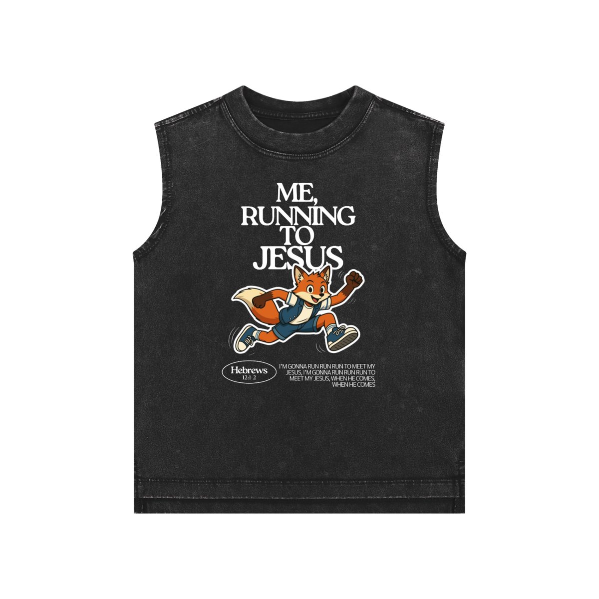 "Me, Running to Jesus" Boy's Snow Washed Kids' Tank Top